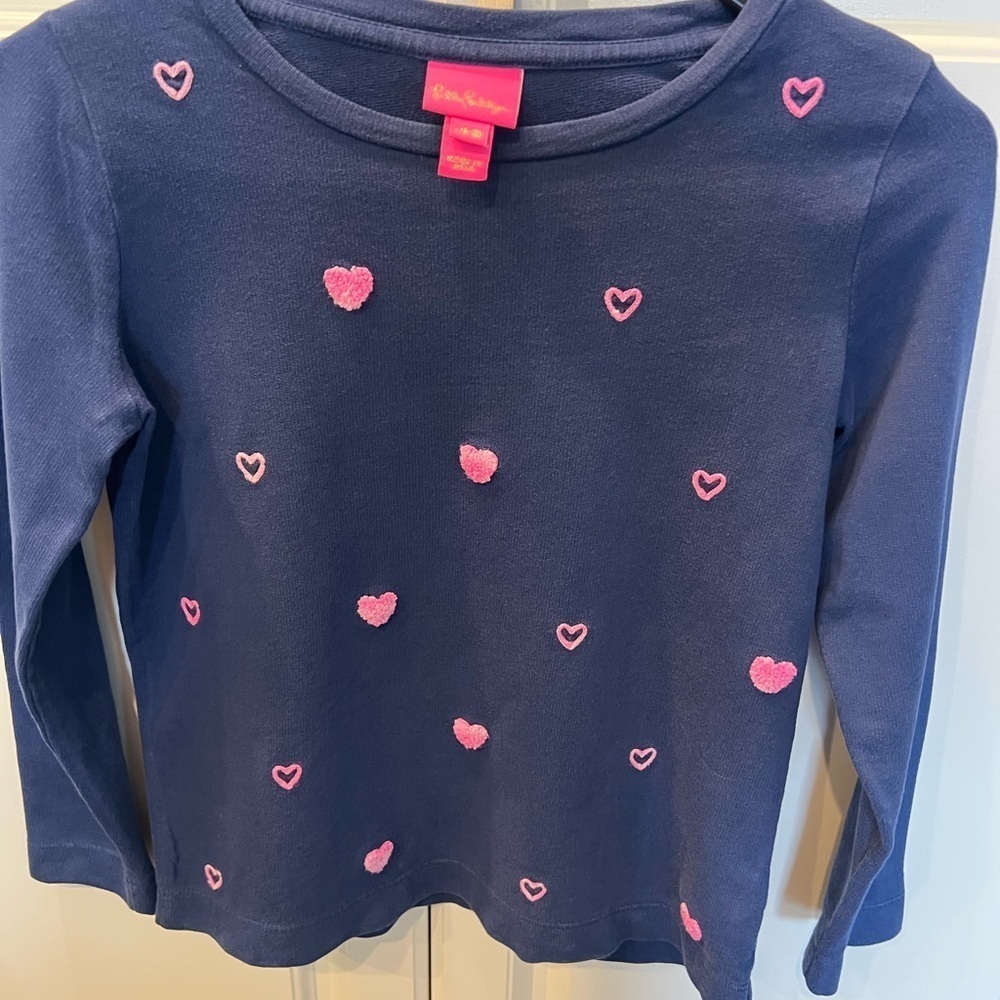 Lilly Pulitzer Mini Rami Heart Sweatshirt Top 8/10 - Picture 3 of 4